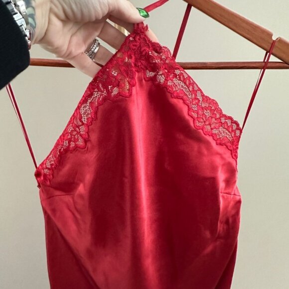 Reformation Silk Aara Lace Halter Maxi Slip Dress Sundried Tomato Small NWT - Picture 6 of 11